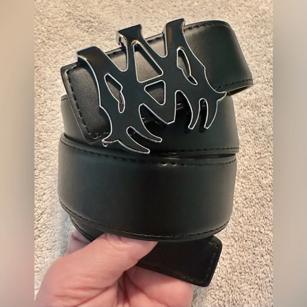 Amiri Black & Silver M.A. Logo Buckle Black  Belt